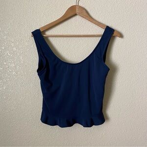 Lime Ricki Navy Blue Peplum Tank Bikini Top